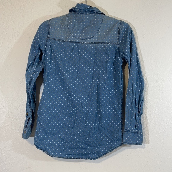 VANS XS Polka Dot Denim Button Down Shirt - Picture 3 of 4